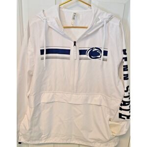 Penn State Nittany Lions Windbreaker 1/4 Zip Pullover Jacket White Pockets Med